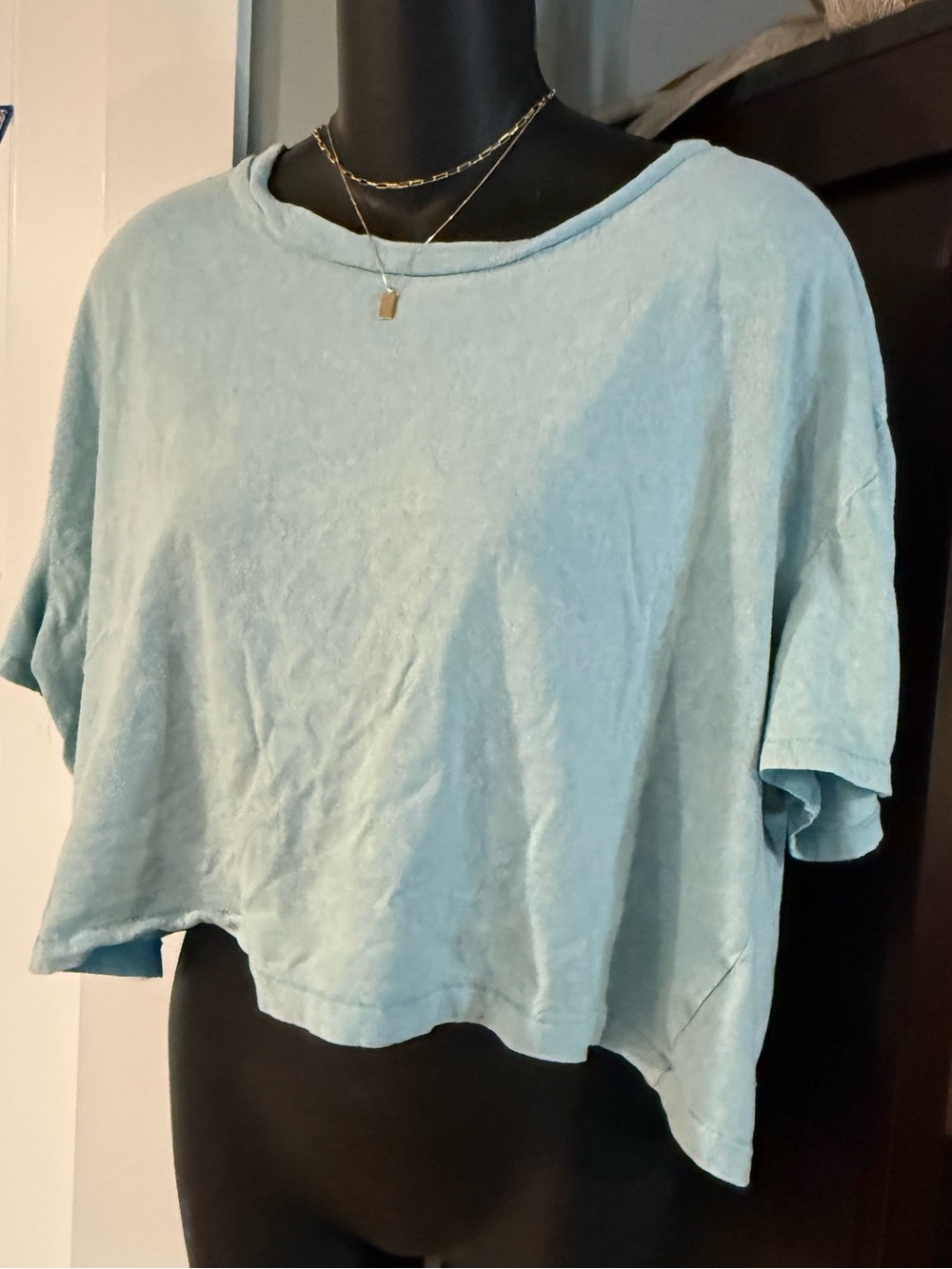 4/$16 Aero Light Blue Women's Cropped Tee